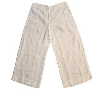 Poetry sz  16 women 100% Heavy Linen Wide Leg White Pants Beach Coastal READ